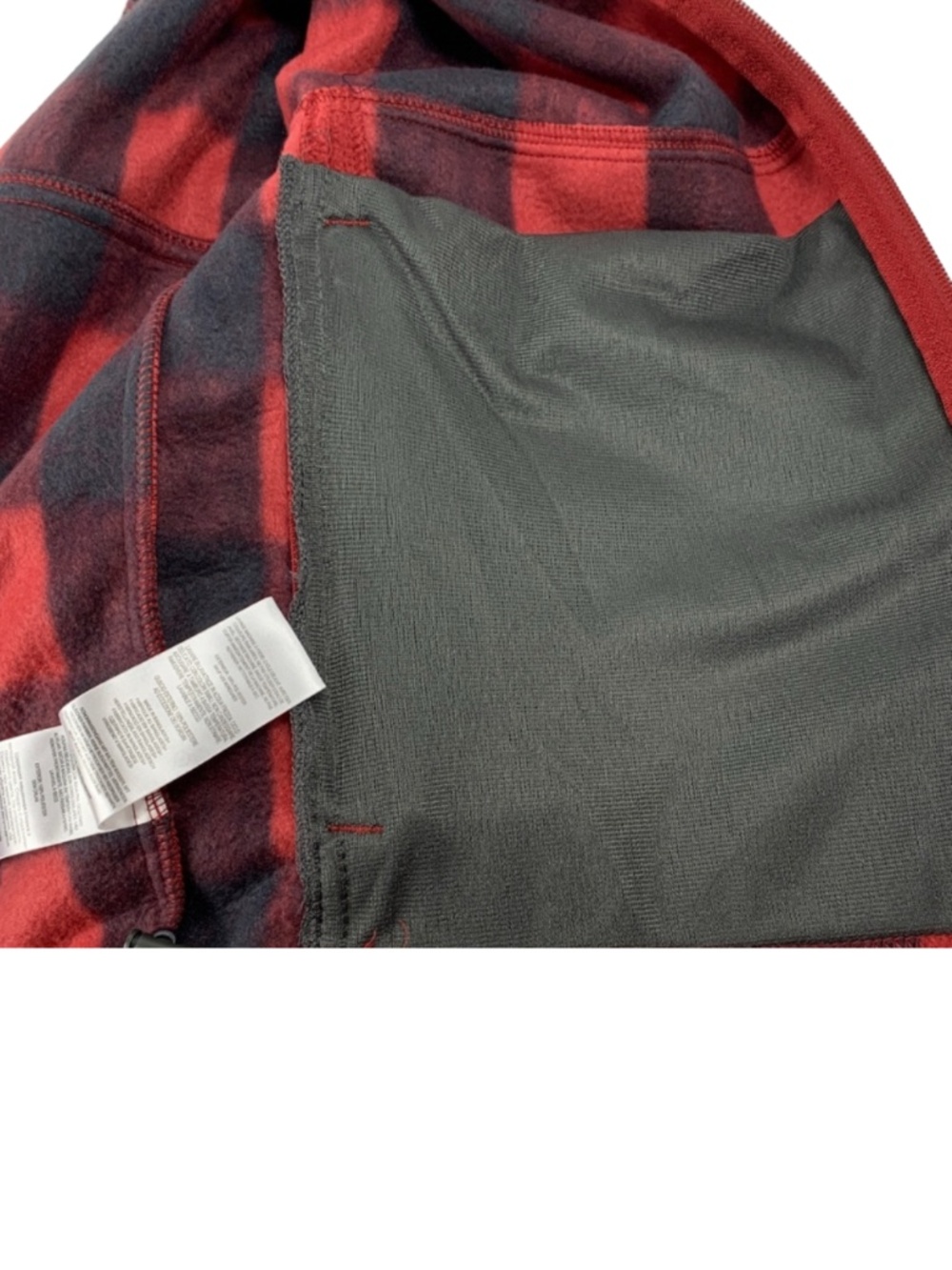Columbia Red Black Plaid Fleece Jacket Pockets Full Zip Mens Size M Gorpcore - Picture 8 of 8